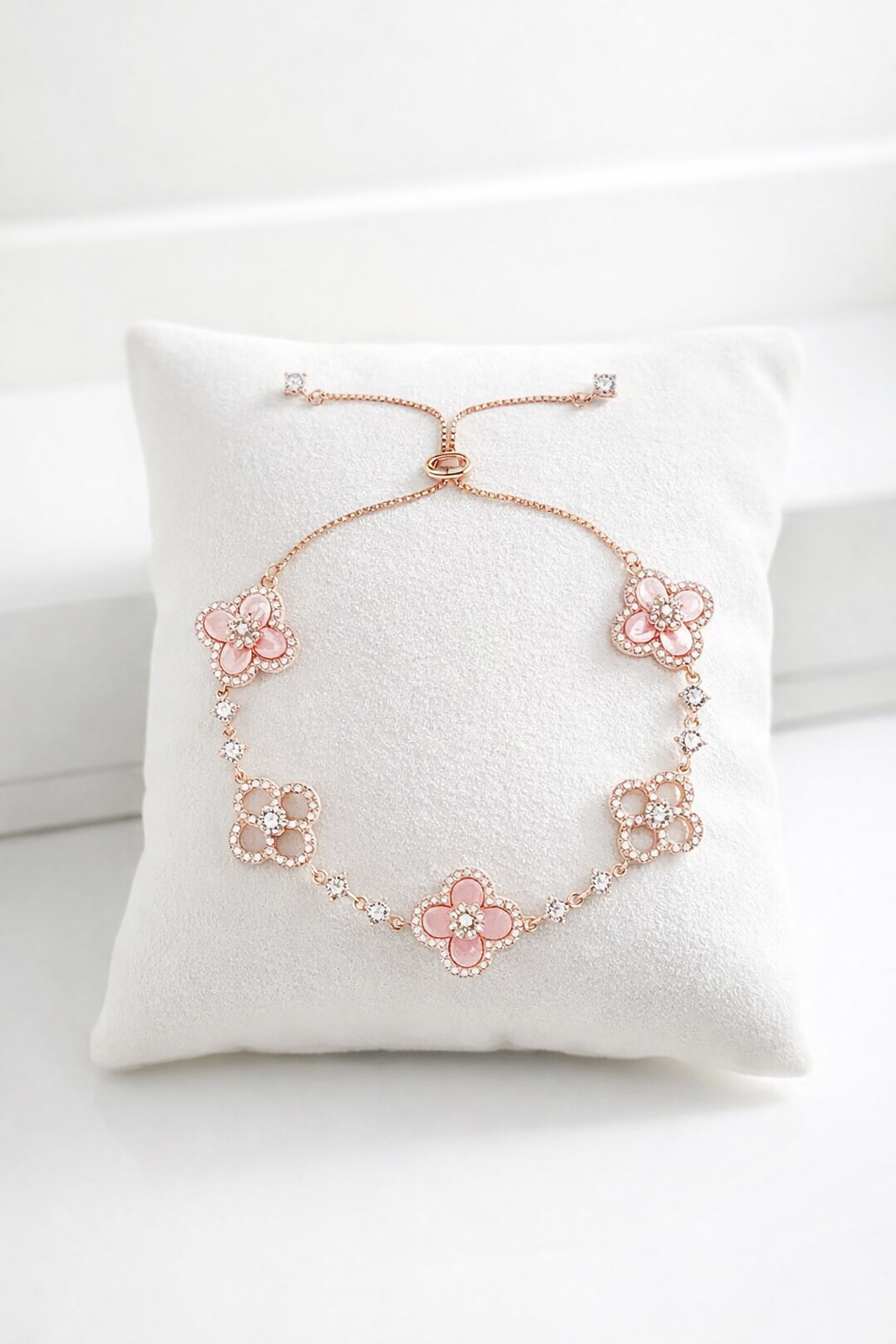 Bracelet Fleur Rose Doré